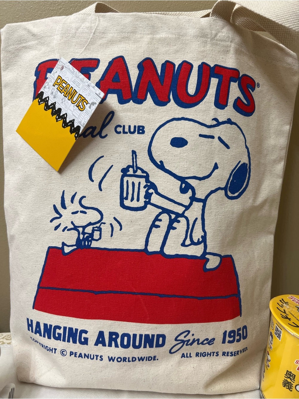 Snoopy peanuts Canvas Large Tote,Tray figure, Total Of 4 Items NWT - Picture 9 of 9